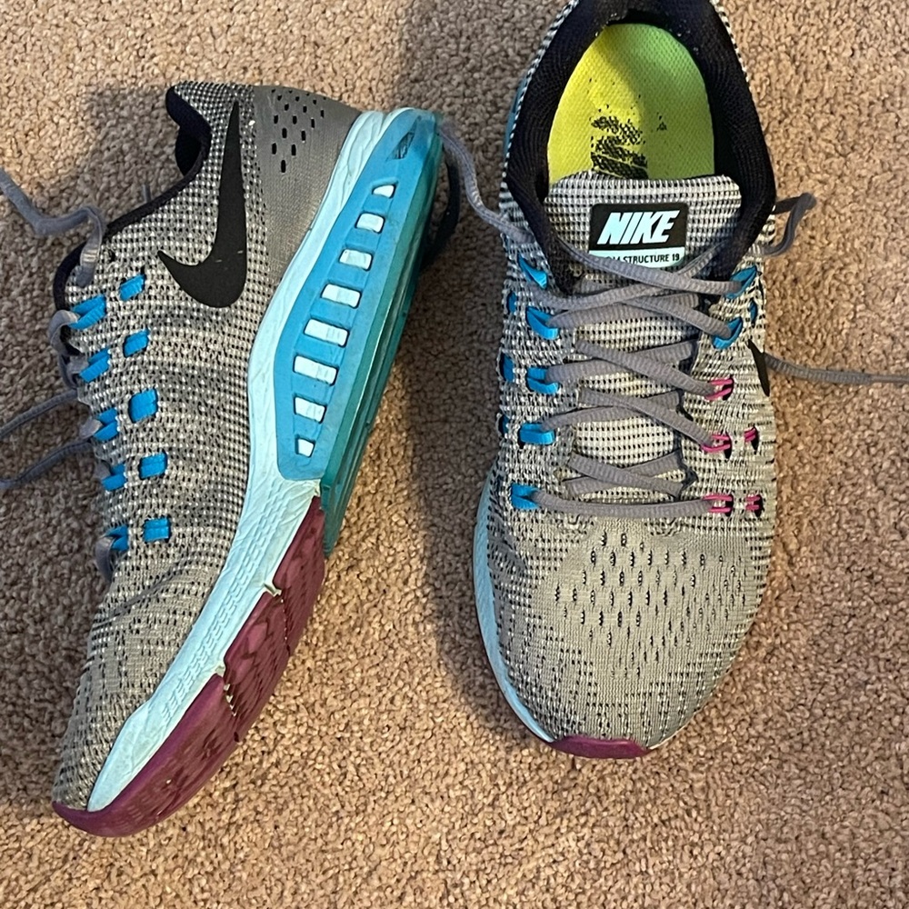 Nike Gray and Blue Athletic Shoes
